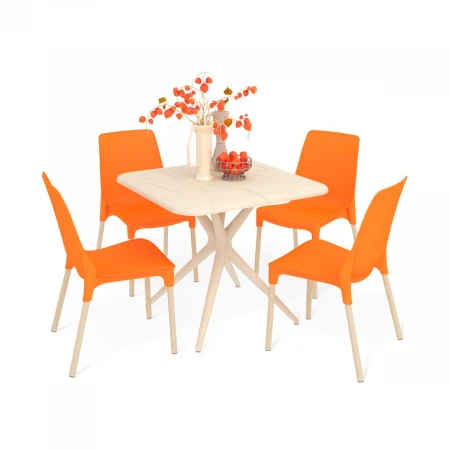 Обеденная группа Sheffilton SHT-DS204 бежевый/оранжевый/ваниль 8670786401