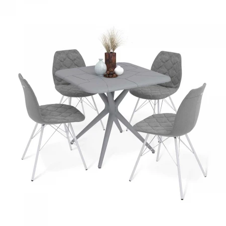 Обеденная группа Sheffilton SHT-DS211 серый/серый туман/хром лак 8550641901