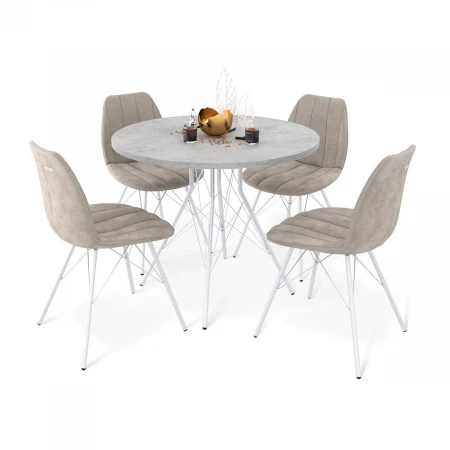 Обеденная группа Sheffilton SHT-DS212 бет. чик. свет.-сер./лунн. кам./хром лак 2642461001