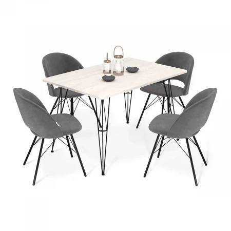 Обеденная группа Sheffilton SHT-DS217 бетон голубой/платин.серый/черный муар 2975828901