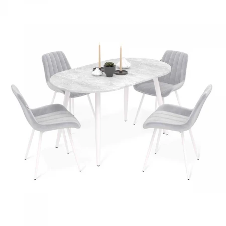 Обеденная группа Sheffilton SHT-DS219 мрамор прем. светл./сер.обл./бел.муар 9451183601