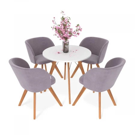 Обеденная группа Sheffilton SHT-DS221 белосн. шагрень/сирен. орхидея/прозр.лак 2296157601