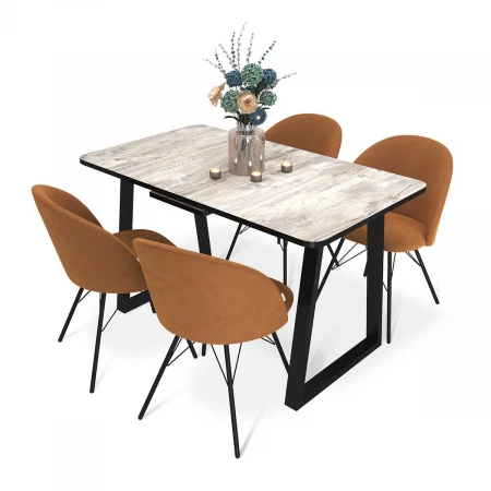 Обеденная группа Sheffilton SHT-DS231 дуб аляска/черный/горчичный/черн.муар 2573764101