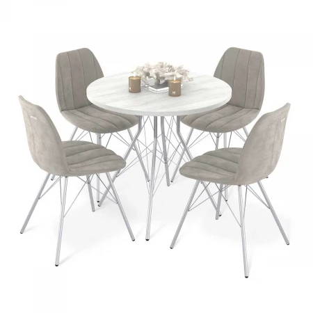 Обеденная группа Sheffilton SHT-DS234 сосна касцина/лунный камень/хром/лак 5637405301