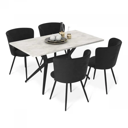 Обеденная группа Sheffilton SHT-DS242 хромикс белый/ночное затмение/черный муа 4608487801