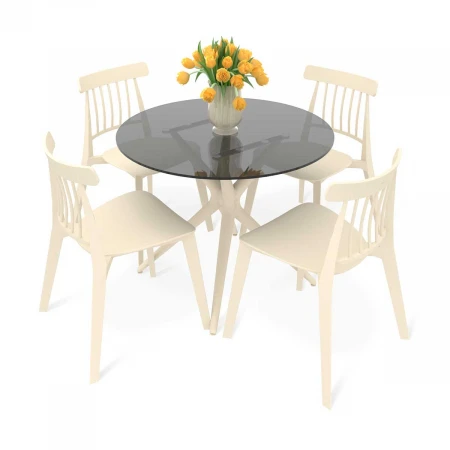 Обеденная группа Sheffilton SHT-DS243 дымчатый/бежевый 7751859101