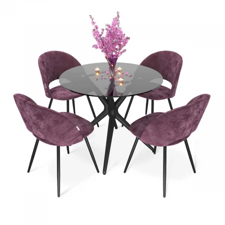 Обеденная группа Sheffilton SHT-DS247 дымчатый/вишневый джем/черный муар 9840195701