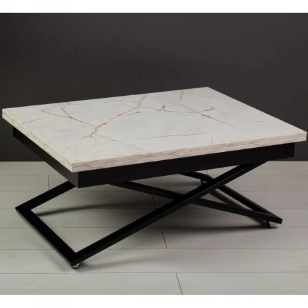 Стол-трансформер Levmar Accord D95/S53 белый мрамор/ черные опоры 3909812101