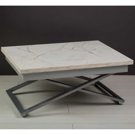 Стол-трансформер Levmar Accord D95/S59 белый мрамор/серебро 1340967501