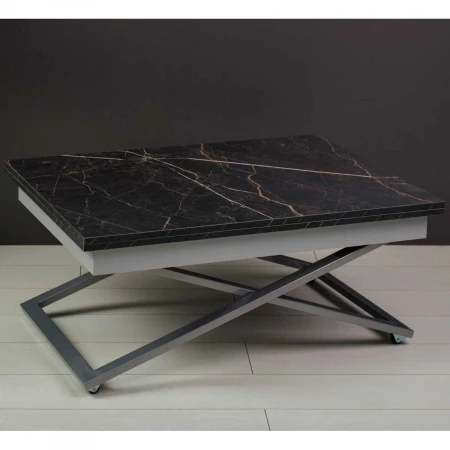 Стол-трансформер Levmar Accord D97/S59 черный мрамор/серебро 7681076301