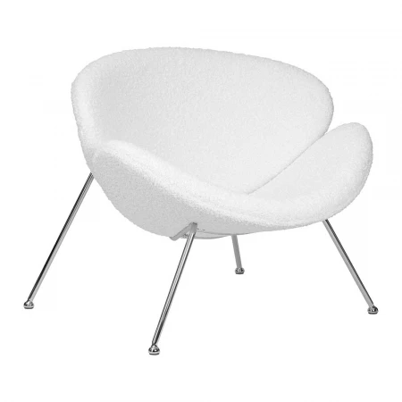 Кресло дизайнерское DOBRIN EMILY (белый (букле) ткань , хромированная сталь) 72-LMO EMILY