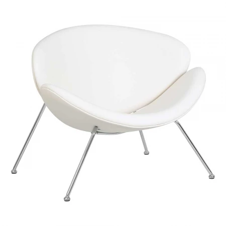 Кресло дизайнерское DOBRIN EMILY (белый винил YP17, хромированная сталь) 72-LMO EMILY