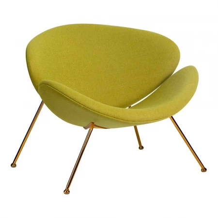 Кресло дизайнерское DOBRIN EMILY (светло-зеленая ткань AF3, золотое основание) 72-LMO EMILY