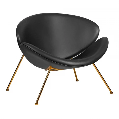 Кресло дизайнерское DOBRIN EMILY (черный винил YP16, золотое основания) 72-LMO EMILY