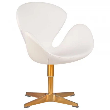 Кресло дизайнерское DOBRIN SWAN (белый кожзам P23, золотое основание) 69A-LMO SWAN