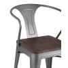 Барный стул Tolix Arm Wood серебристый матовый + темное дерево YD-H440AR-W YG-15 Барный стул Tolix Arm Wood серебристый матовый + темное дерево YD-H440AR-W YG-15