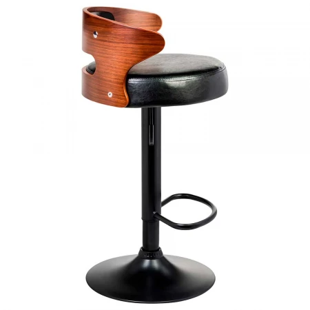 Стул барный DOBRIN FRED BLACK (коричневое дерево, чёрный) 1018_BlackBase-LMZ FRED BLACK