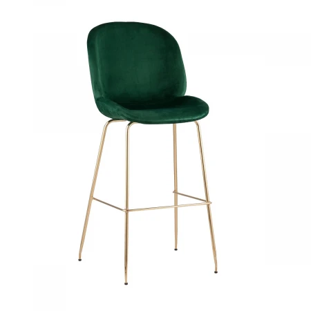 Барный стул Stool Group Турин со спинкой бархат изумрудный золотые ножки 8329C GREEN