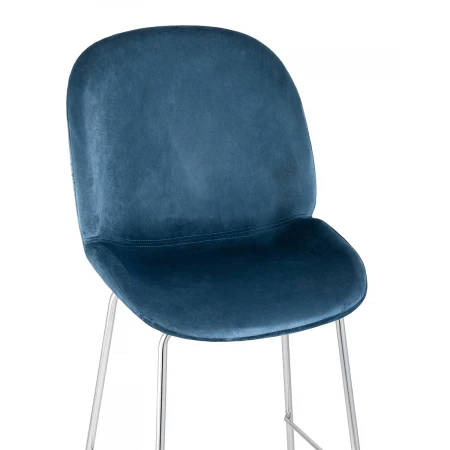 Барный стул Stool Group Турин со спинкой бархат маренго хромированные ножки 8329C VELVET BLUE CH/L