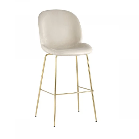 Барный стул Stool Group Турин со спинкой велюр бежевый золотые ножки 8329C VELVET BEIGE
