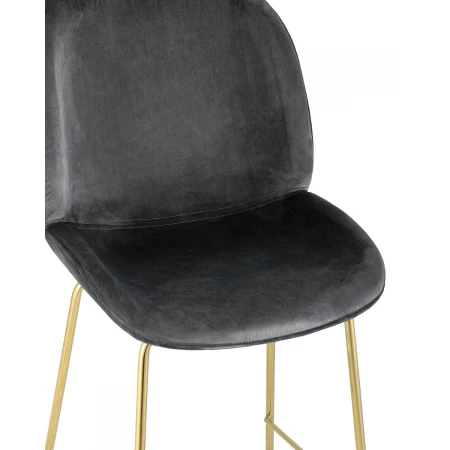 Барный стул Stool Group Турин со спинкой велюр серый золотые ножки 8329C VELVET GREY