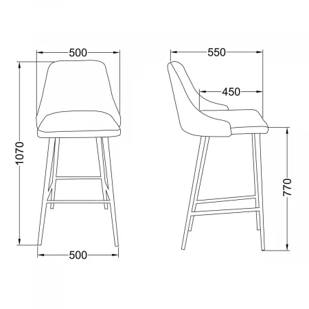 Барный стул AksHome Lara 2 светло-серый, ткань, цвет каркаса черный 67640