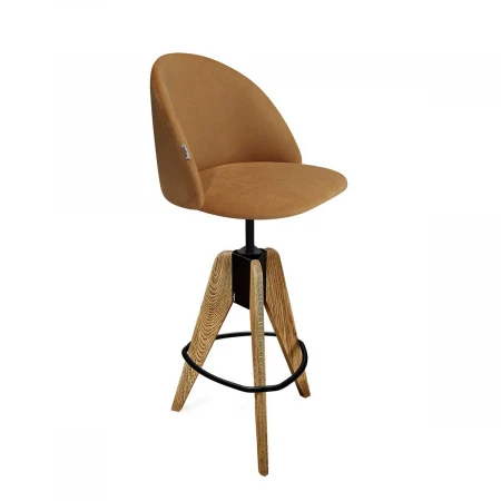 Барный стул Sheffilton SHT-ST35/S92 горчичный/браш.коричневый/черный муар 2322739101