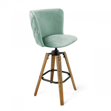 Барный стул Sheffilton SHT-ST36-3/S93 нежная мята/браш.коричневый/черный муар 2390082401