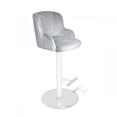 Барный стул Sheffilton SHT-ST39-1/S128 серое облако/хром/белый муар 8772818601