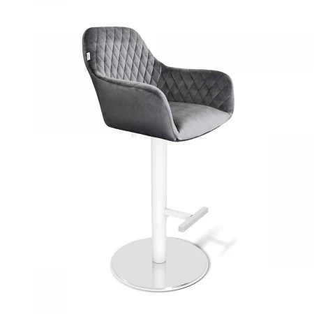 Барный стул Sheffilton SHT-ST38/S128 угольно-серый/хром/белый муар 5178969401