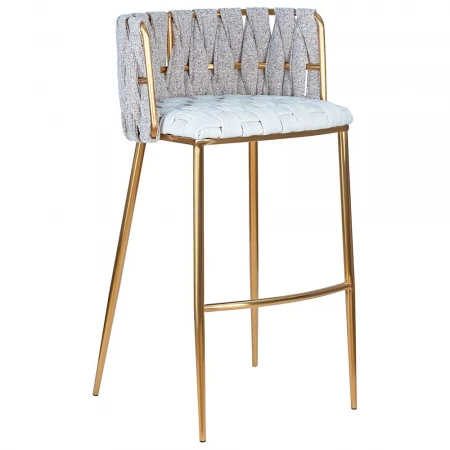 Стул барный DOBRIN EMMA GOLD (белый PU (T-01), белая ткань (F-49)) 1538_Gold-LMN EMMA GOLD