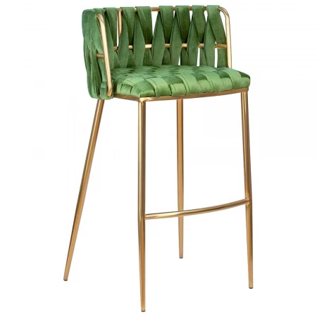 Стул барный DOBRIN EMMA GOLD (зеленый велюр (VF-08)) 1538_Gold-LMN EMMA GOLD