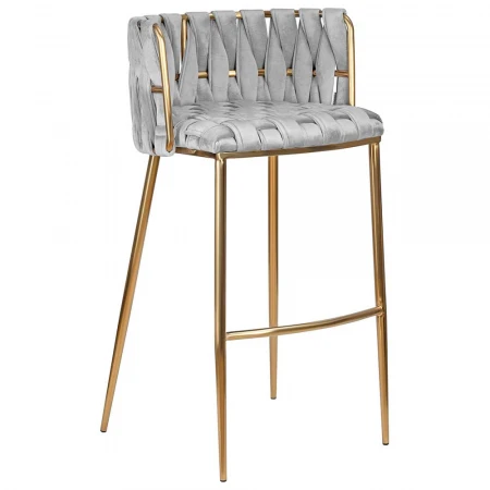 Стул барный DOBRIN EMMA GOLD (светло-серый велюр (135-37)) 1538_Gold-LMN EMMA GOLD