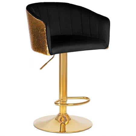 Стул барный DOBRIN DARCY GOLD SHINY (черный велюр с золотыми пайетками) 5025_GoldBase_Shiny-LM DARCY GOLD SHINY
