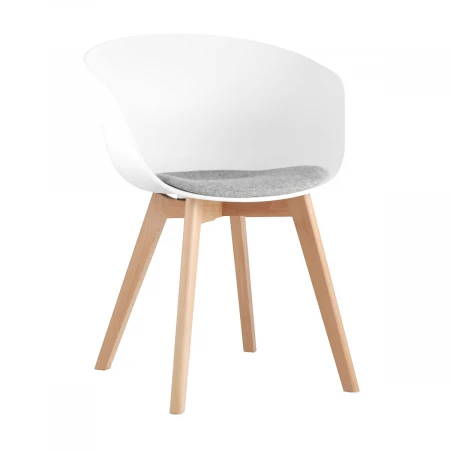 Стул Stool Group LIBRA белый с подушкой деревян. ножки 8320F WHITE+LIGHT GREY