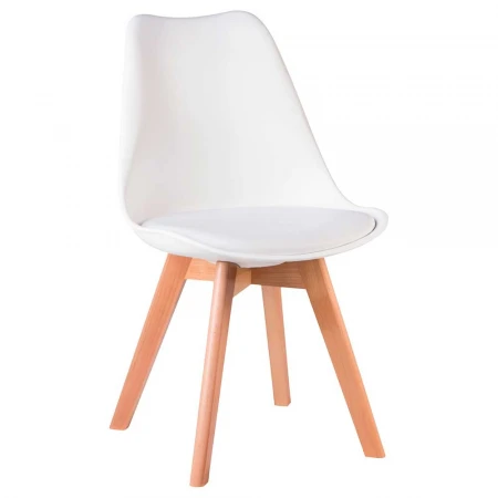 Стул обеденный DOBRIN JERRY SOFT (ножки светлый бук, цвет сиденья белый (W-02)) 635PP-LMZL JERRY SOFT