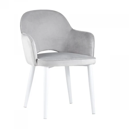 Кухонный стул Stool Group Венера велюр серебристый (ножки белые) MC16-2 KD HLR-14