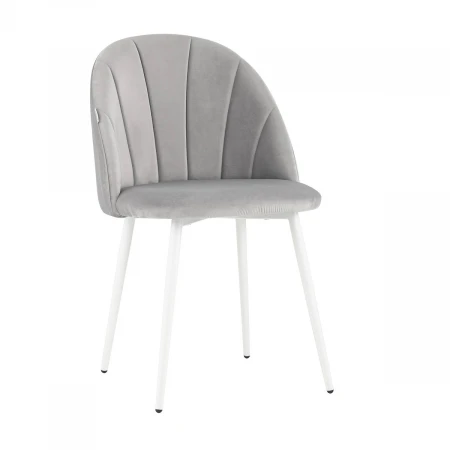 Кухонный стул Stool Group Логан велюр светло-серый белые ножки AV 413-B24-02