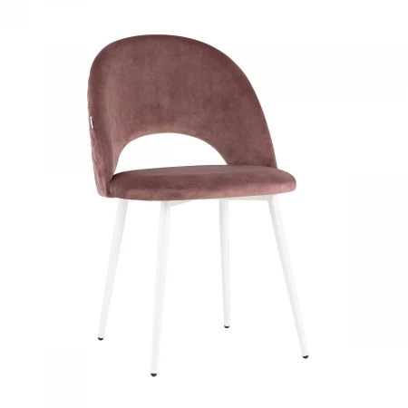 Кухонный стул Stool Group Меган велюр с ромбами пыльно розовый белые ножки AV 416 B15-02