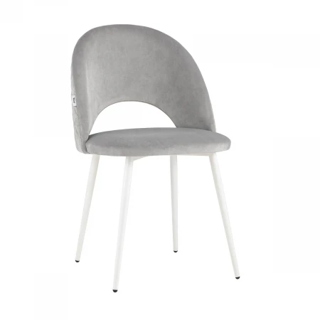 Кухонный стул Stool Group Меган велюр с ромбами светло-серый белые ножки AV 416 B24-02
