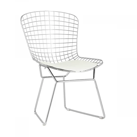 Кухонный стул Stool Group Bertoia хромированный с белой подушкой BTY-18-P6 CH/WH