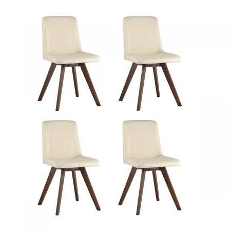 Кухонный стул Stool Group MARTA массив гевеи цвет орех сидение бежевое ПУ 4 шт. LW1902-G PU CREAM GRID-KOROB4
