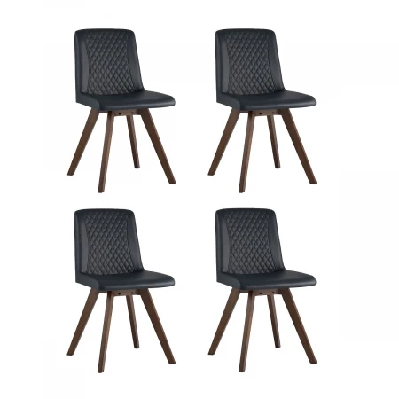 Кухонный стул Stool Group MARTA массив гевеи цвет орех сидение синее ПУ 4 шт. LW1902-G PU DARK BLUE GRID-KOROB4