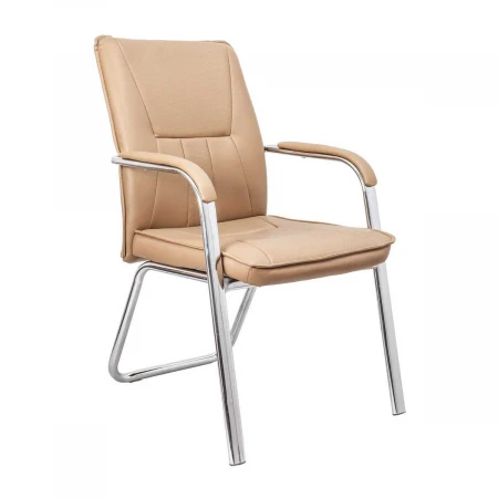 Офисный стул AksHome Oscar бежевый, экокожа, цвет каркаса хром 70058