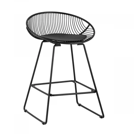 Полубарный стул Stool Group UFO черный с черной подушкой UFO-24A-P11 BL/BL