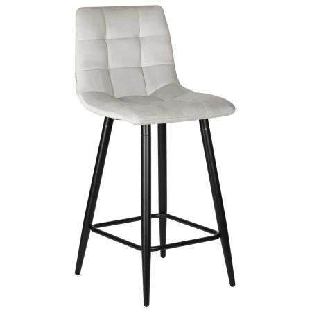 Стул полубарный DOBRIN OLIVIA (черные матовые ножки, светло-серый велюр (108-52)) 8078-1-LML OLIVIA