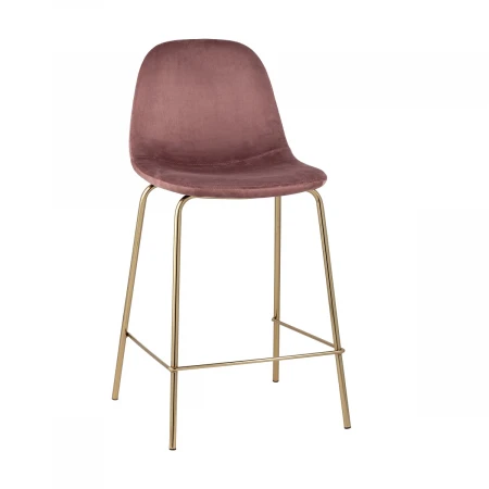 Полубарный стул Stool Group Валенсия велюр розовый золотые ножки CC-91003B HLR-44