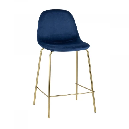Полубарный стул Stool Group Валенсия велюр синий золотые ножки CC-91003B HLR-64