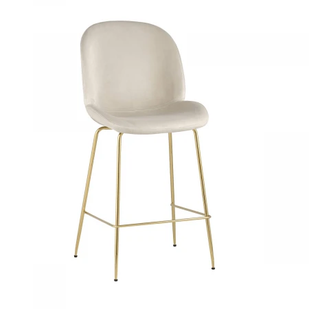 Полубарный стул Stool Group Турин со спинкой велюр бежевый золотые ножки 8329A VELVET BEIGE
