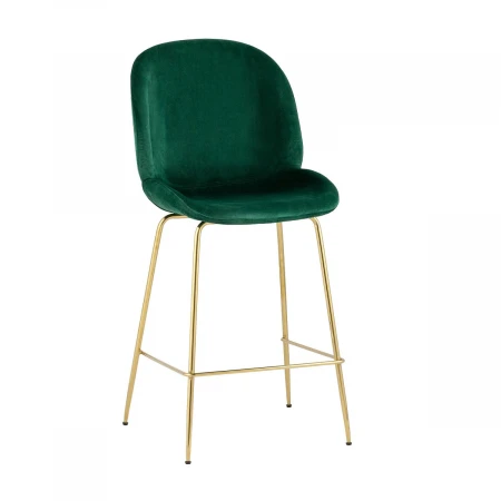 Полубарный стул Stool Group Турин со спинкой велюр изумрудный золотые ножки 8329A VELVET GREEN